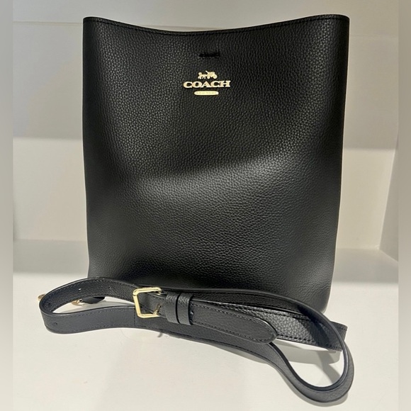 Coach Small Town Bucket Bag Pebbled Black Leather Handbag - Picture 5 of 8